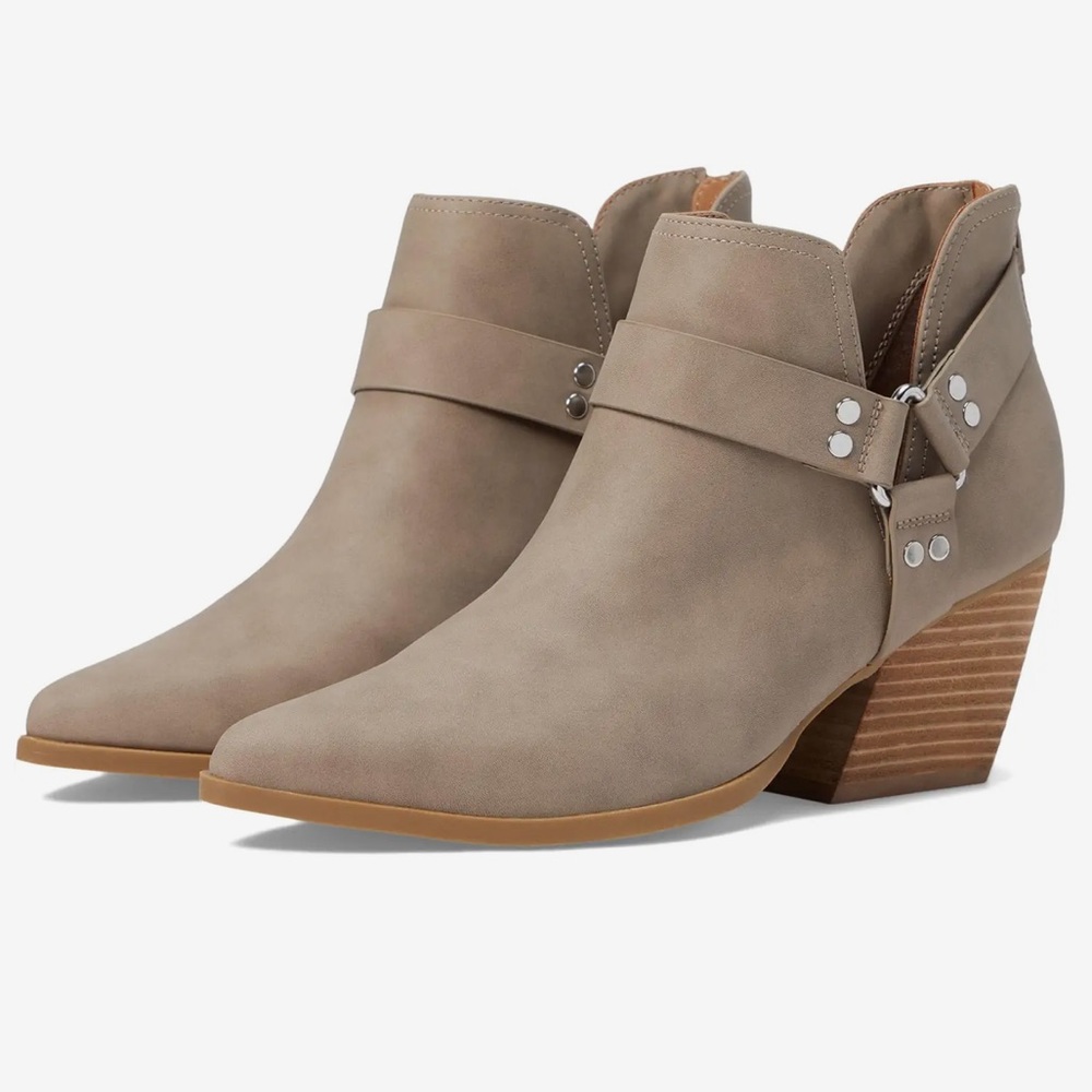 DV Dolce Vita Women’s Kramer Buckle Harness Cut-Out Taupe Ankle Heel Boots, 8.5 - Picture 16 of 17